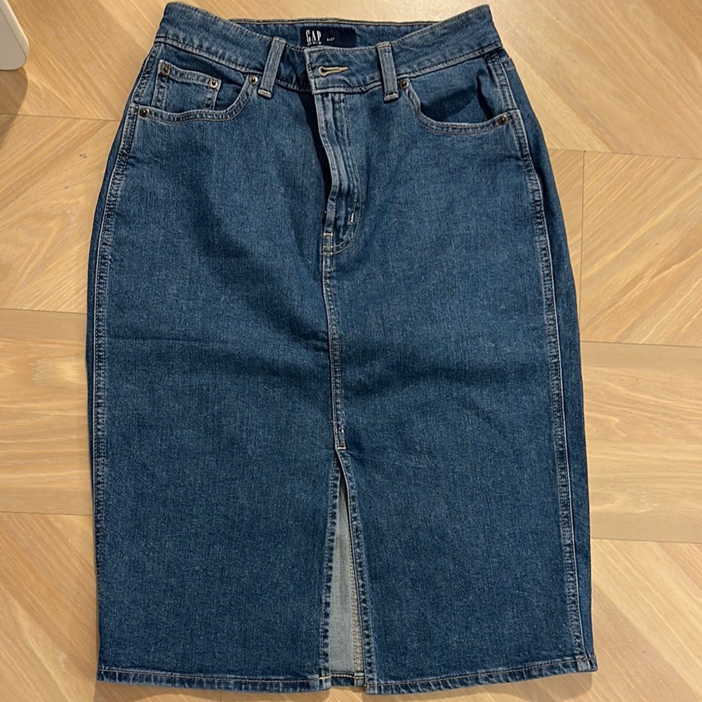 GAP Blue Denim Skirt with Front Slit